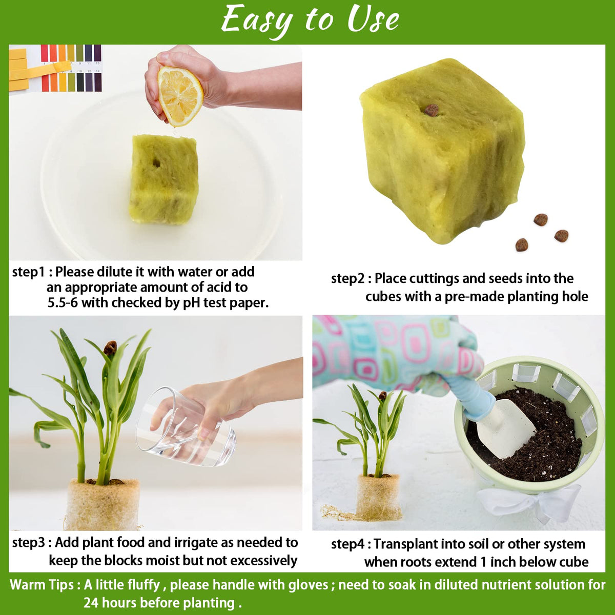 Legigo rockwool cubes easily transplantable into soil or hydroponics