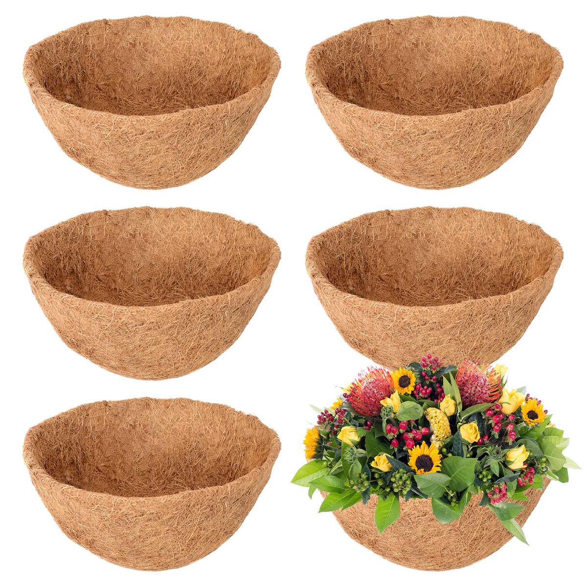 Legigo round coco fiber liner 8inch for hanging baskets enhances root air flow