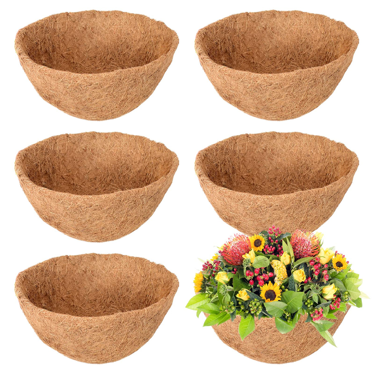 Legigo round coconut coir liner for 10 inch basket, natural moisture retention for thriving plants
