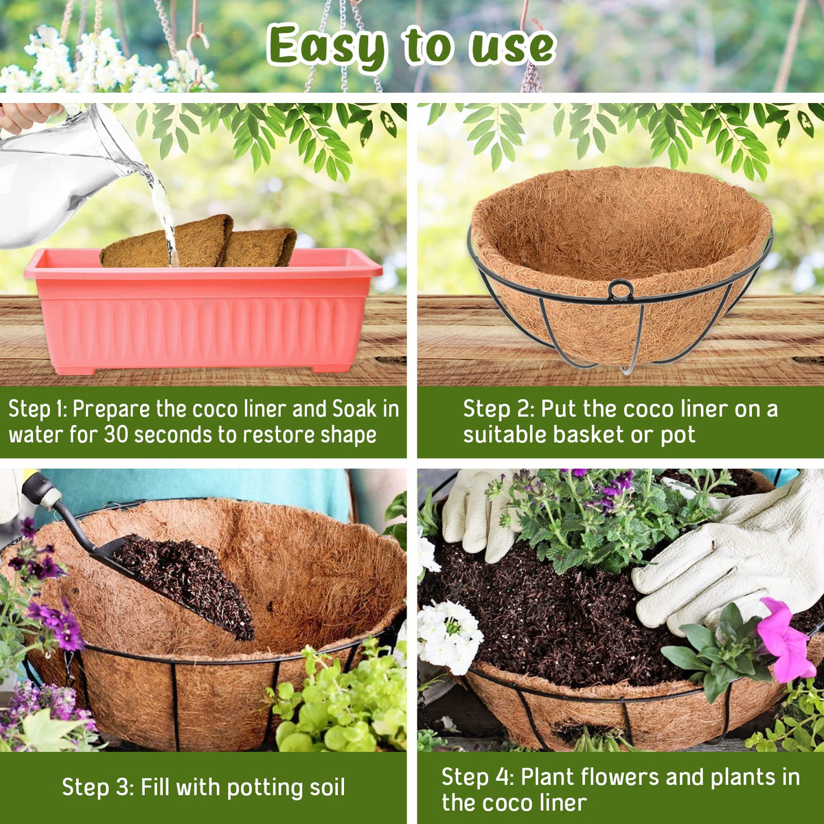 Legigo round liner fits standard 8inch baskets for versatile planting