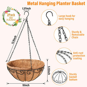 Legigo round-wire hanging planter with coco coir liner for better airflow