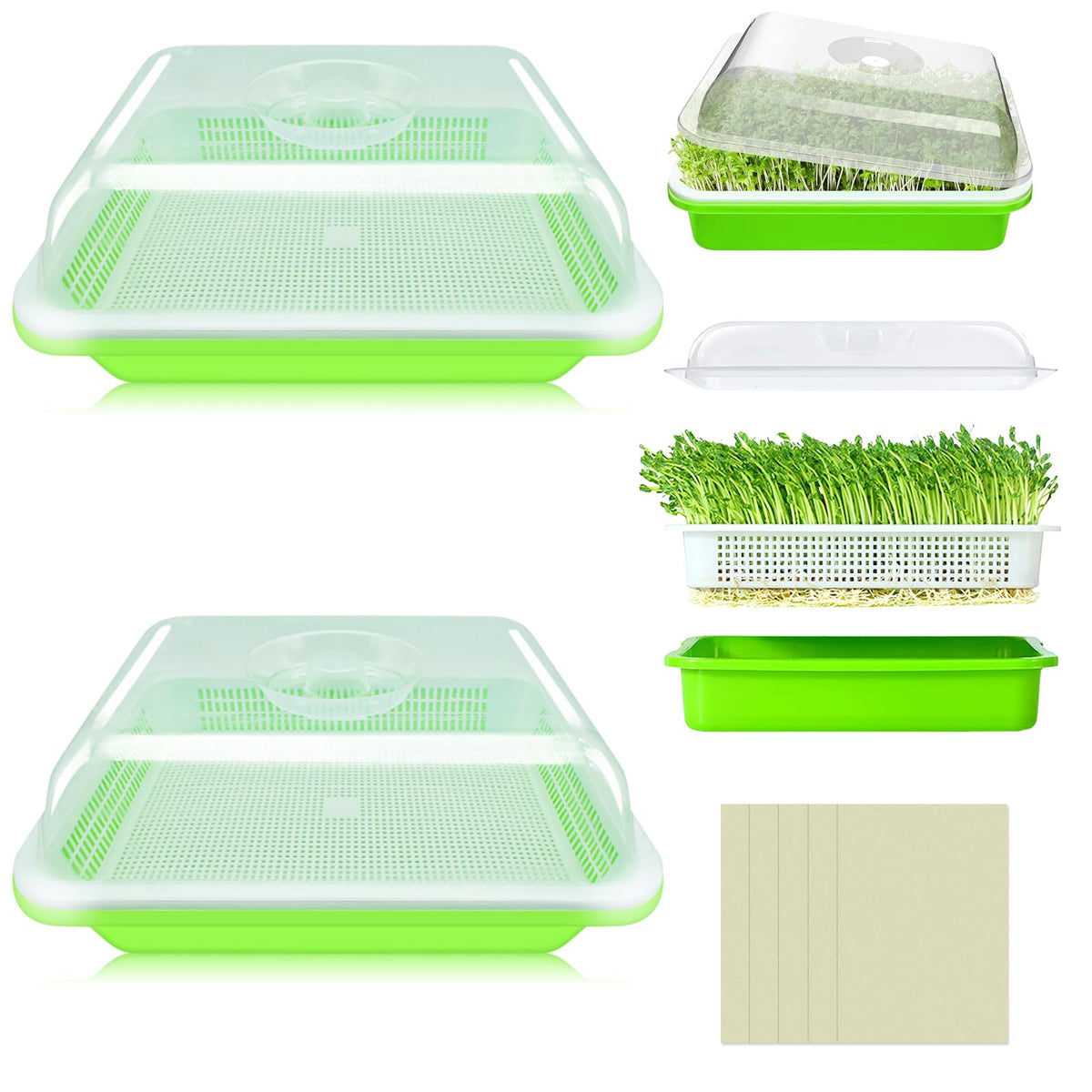 Legigo seed sprouter trays with lids show assembled kit for easy indoor growth