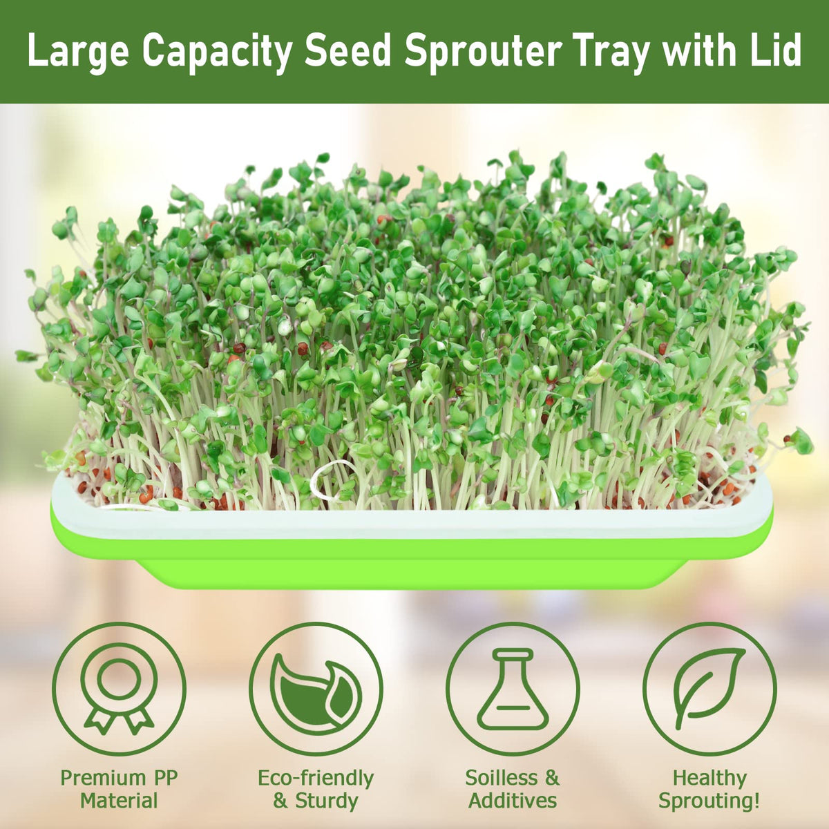 Legigo seed sprouter trays transparent lid for monitoring sprouts.