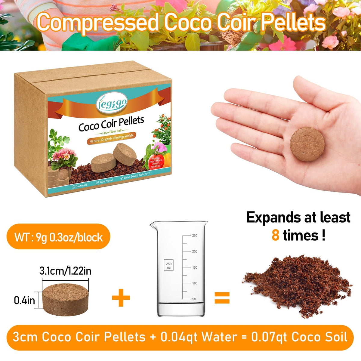 Legigo seed-starting pellets expand with water for uniform germination