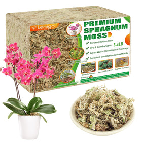 Legigo sphagnum moss 60qt packaging shows bulk moss for easy storage and use