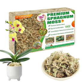 Legigo sphagnum moss packaging shows natural fibers for moisture retention.