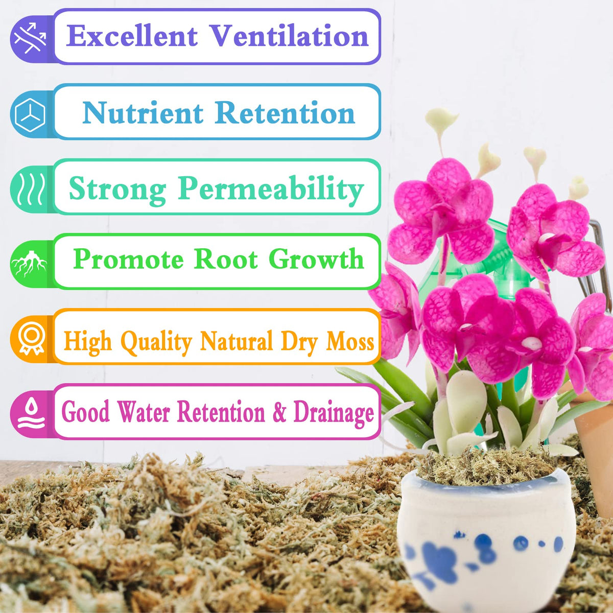 Legigo sphagnum moss provides oxygen in hydroponic water for root growth