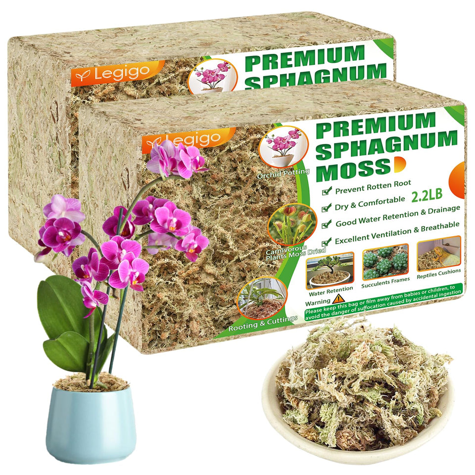 Legigo sphagnum moss two-pack 80 qt ready to hydrate for easy plant care.