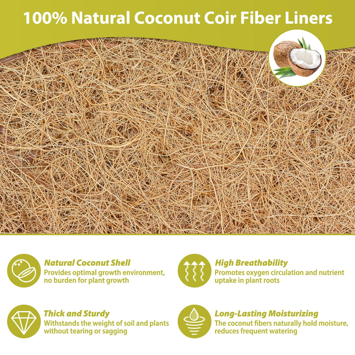 Legigo square coconut liner natural fiber close-up, showcasing durable material for long-lasting planters.