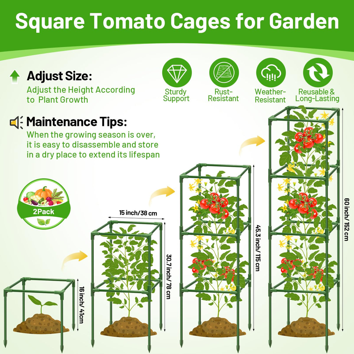 Legigo square cage with wide gaps promotes air circulation and sun exposure.