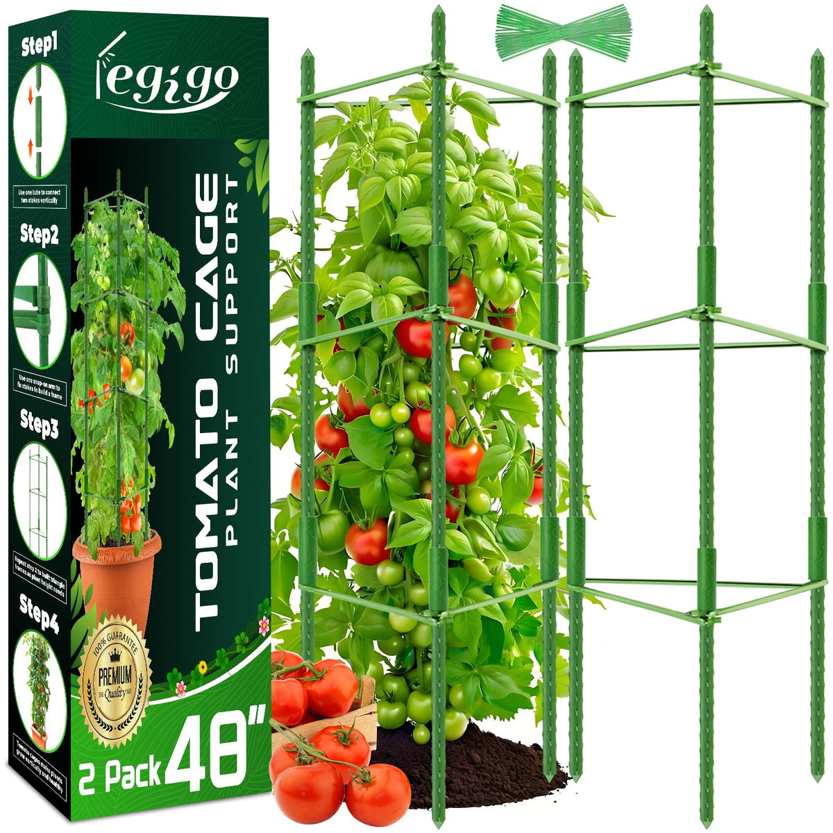 Legigo tomato cage 2-pack assembly setup showing sturdy, adjustable support.