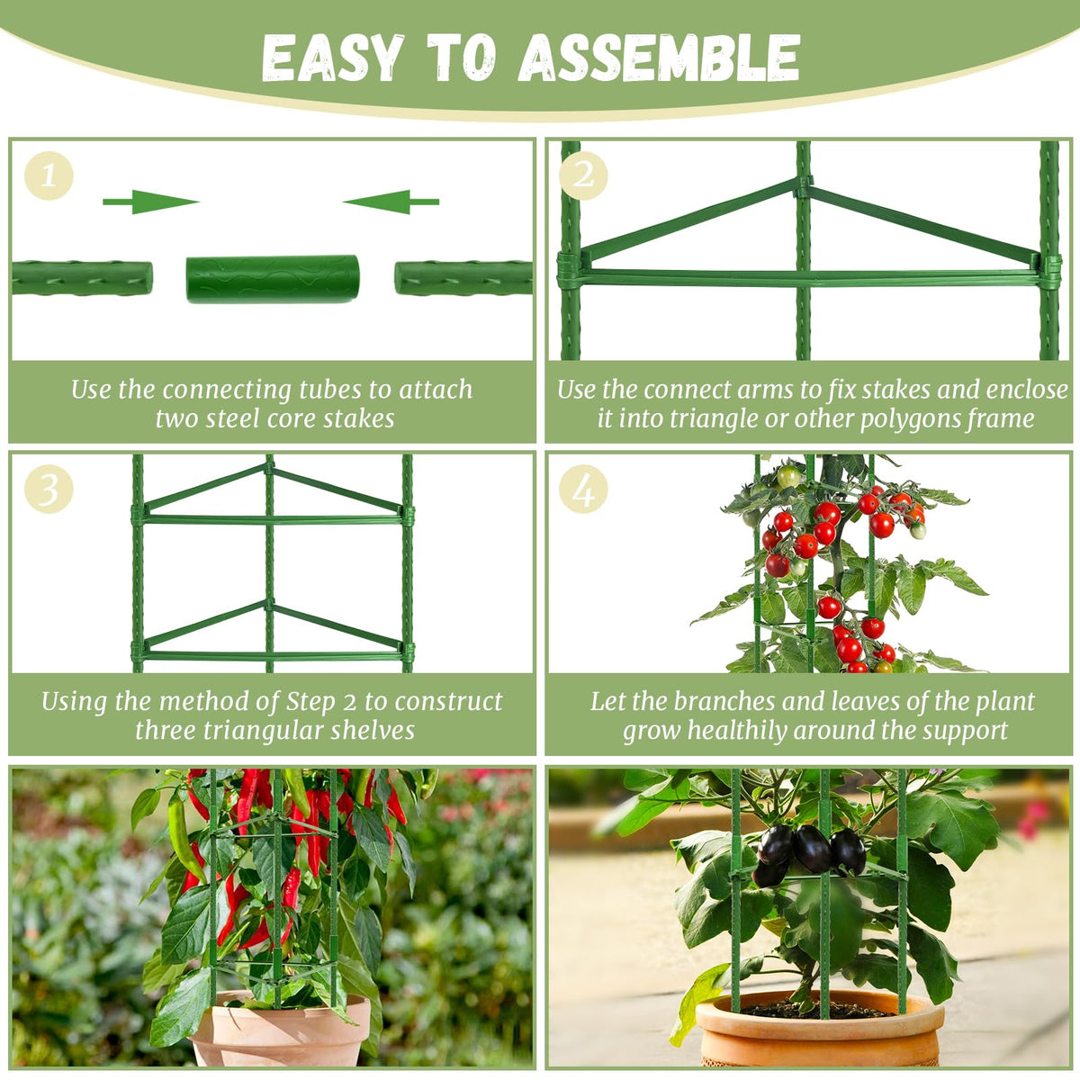 Legigo plant ties secure stems as vines climb upward.