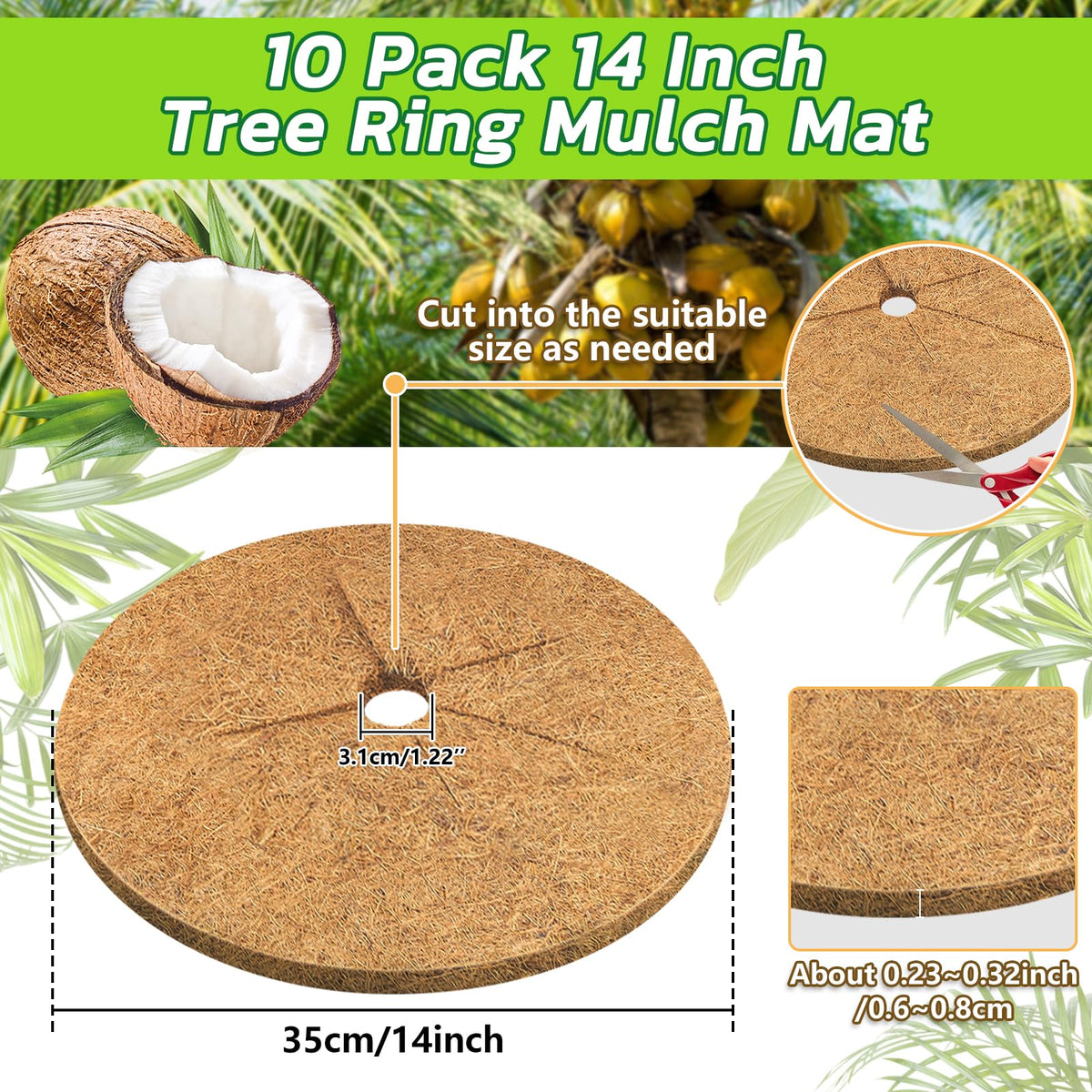 Legigo tree protector mat close-up shows thick coconut fiber protecting soil