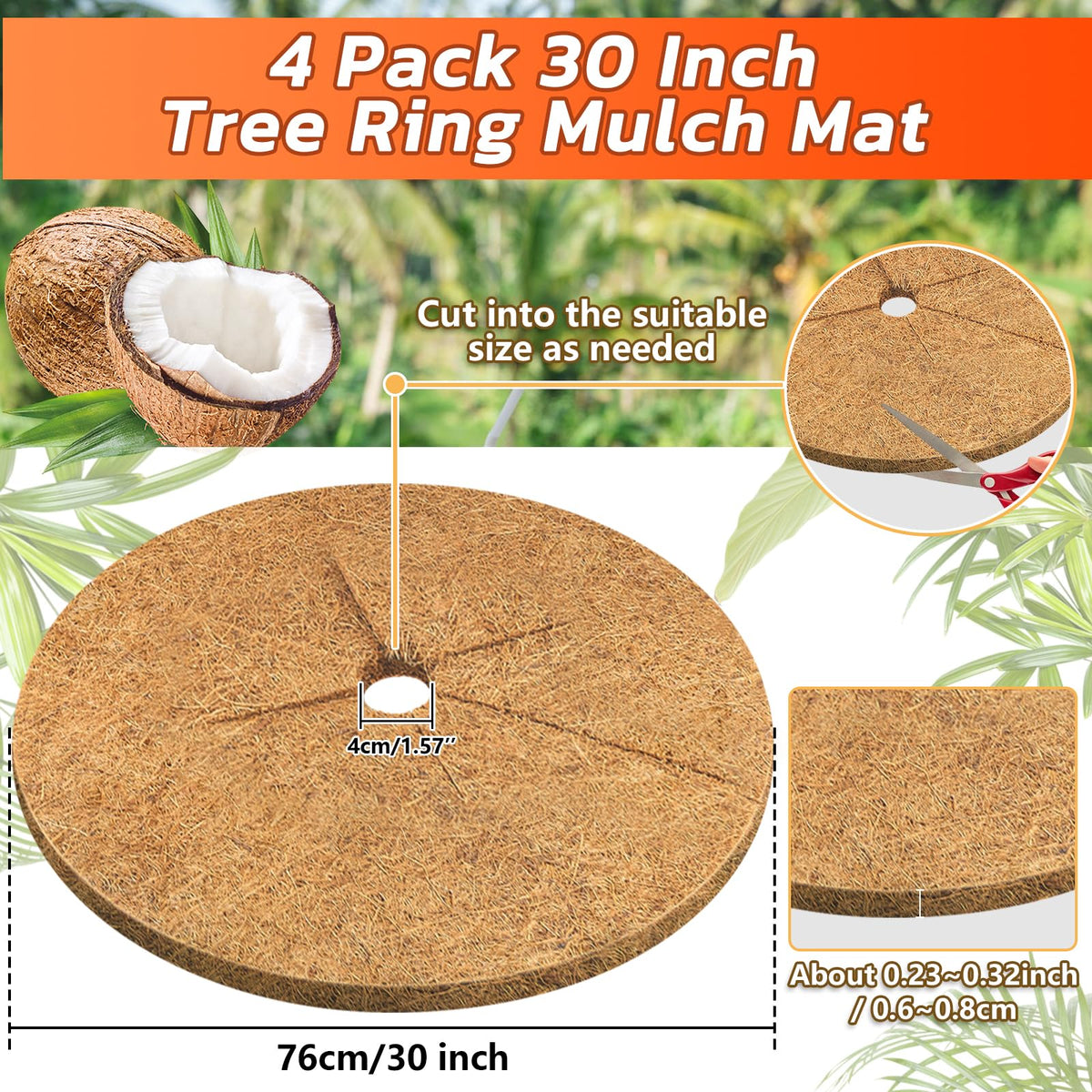 Legigo tree-protector mat closeup showing dense coconut fibers for durable plant protection.