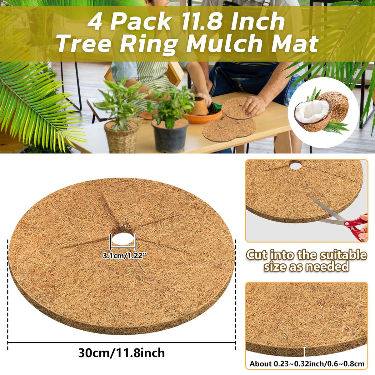Legigo tree ring used around a potted tree for tidy mulch setup