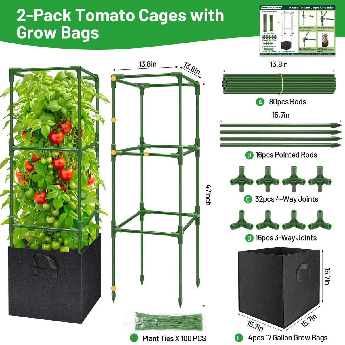 Legigo weather-resistant tomato stakes withstand sun and rain