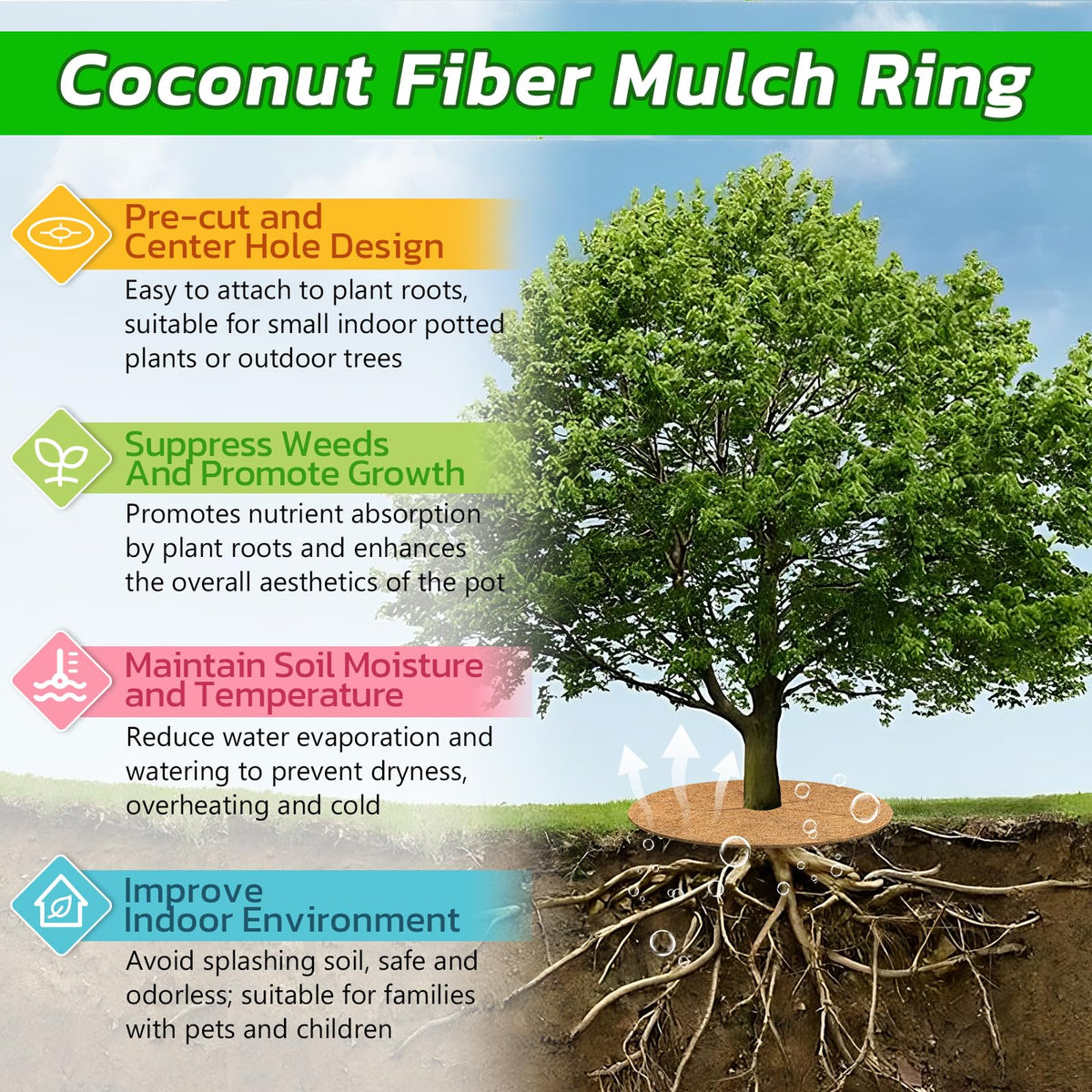 Legigo weed-prevention ring shields soil and roots from grass and digging.