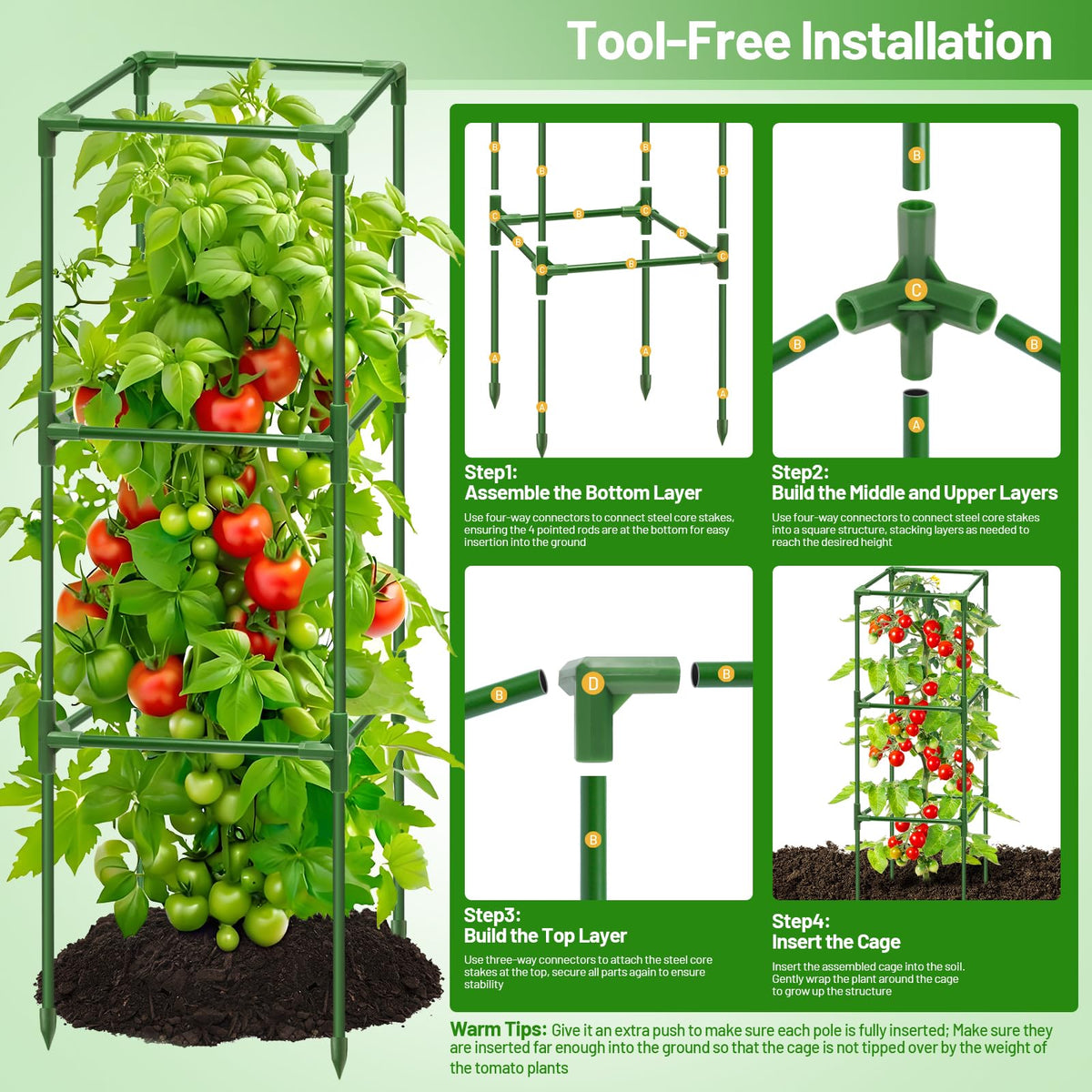 Legigo wide squares give more growing space and sunlight for fruiting plants.