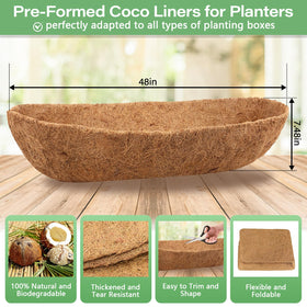 Legigo coconut fiber window box liner shows natural breathability for healthy plant growth.