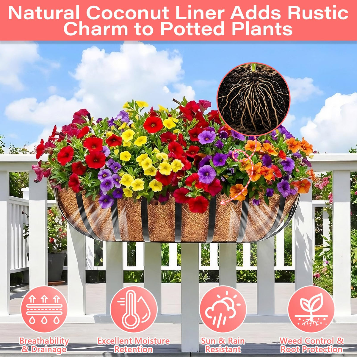 Legigo window box liner in use with blooming plants enhances curb appeal