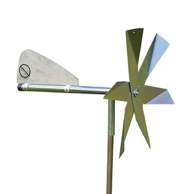 Lehman's mole deterrent windmill blades spinning to deter subterranean pests using vibrations
