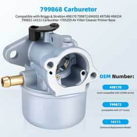 Leimo Kparts 799868 carburetor on mower view for easy replacement