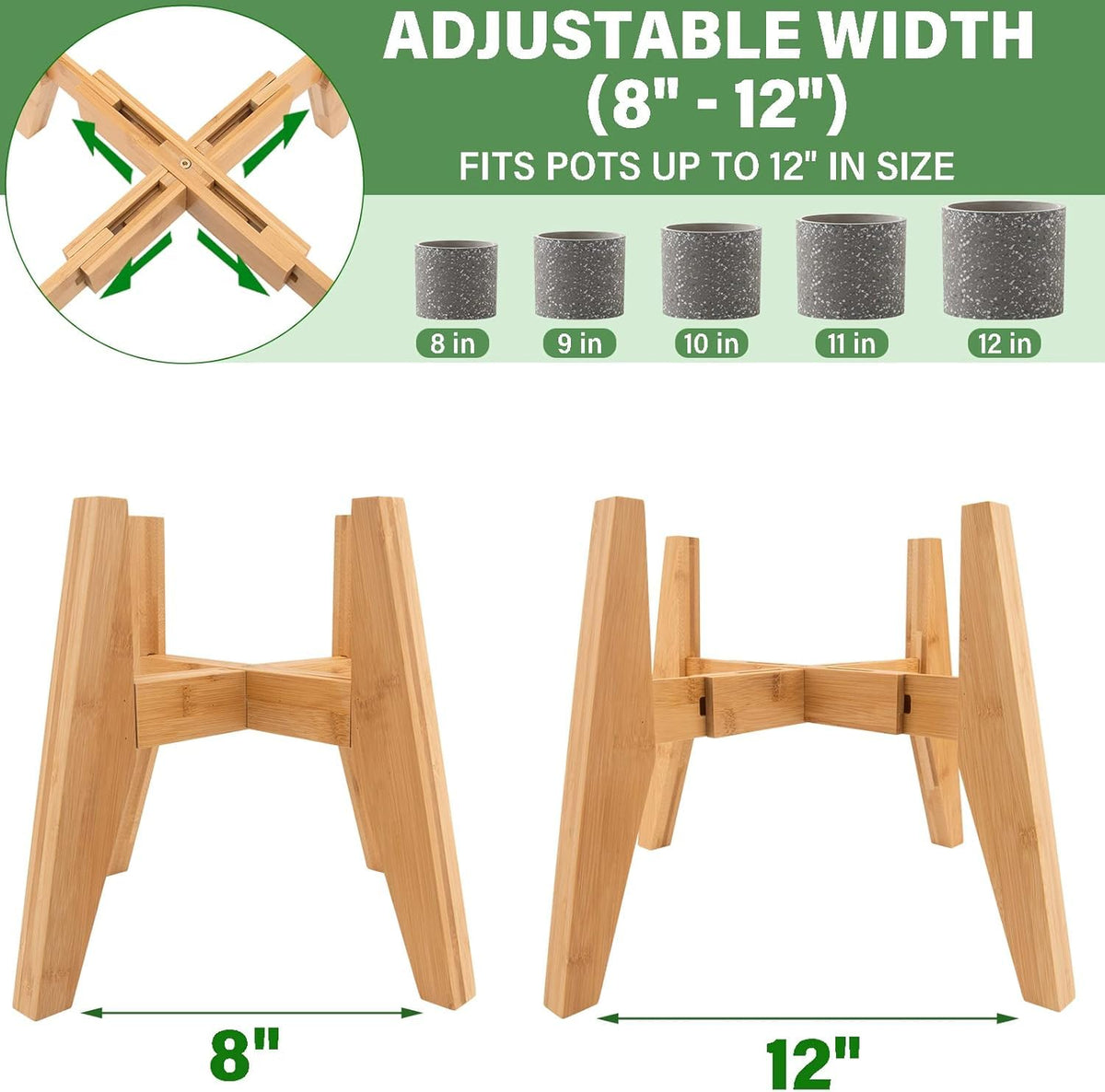 LEIMO KPARTS side view highlights sturdy bamboo with durable varnish.
