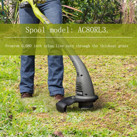 Durable nylon spool with crisp cutting action visual cue