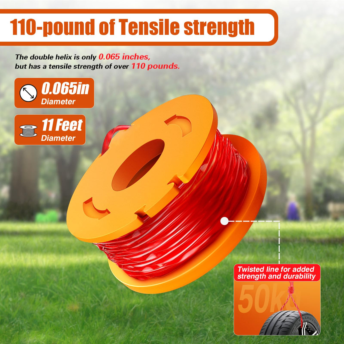 LEIMO KPARTS Worx-compatible spool with WG150–WG180 models for reliable trimming