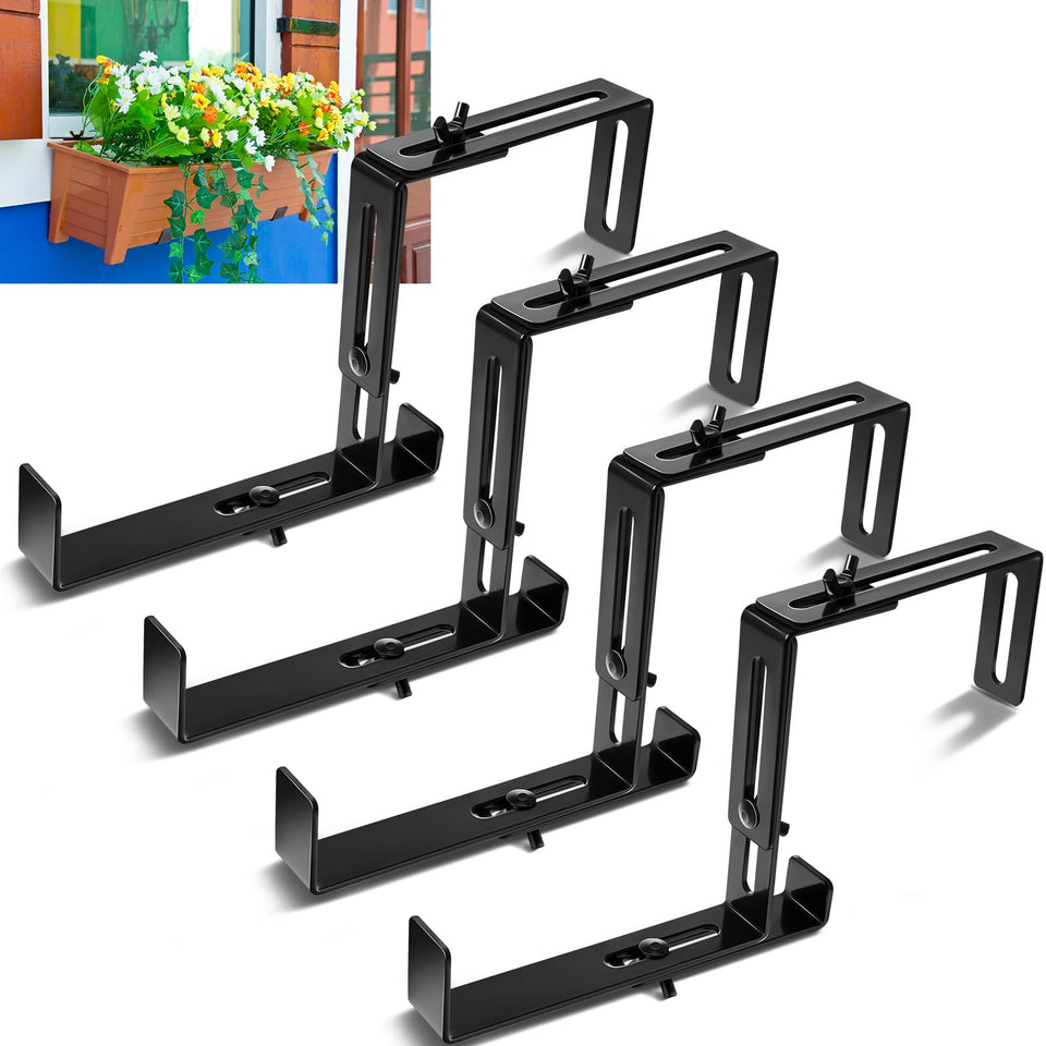 Leinuosen adjustable window box bracket with top-bottom adjustment for secure planter fit.