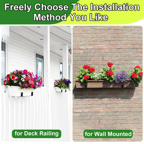 Leinuosen fence rail planter holder supports flowers, herbs, and vegetables outdoors.