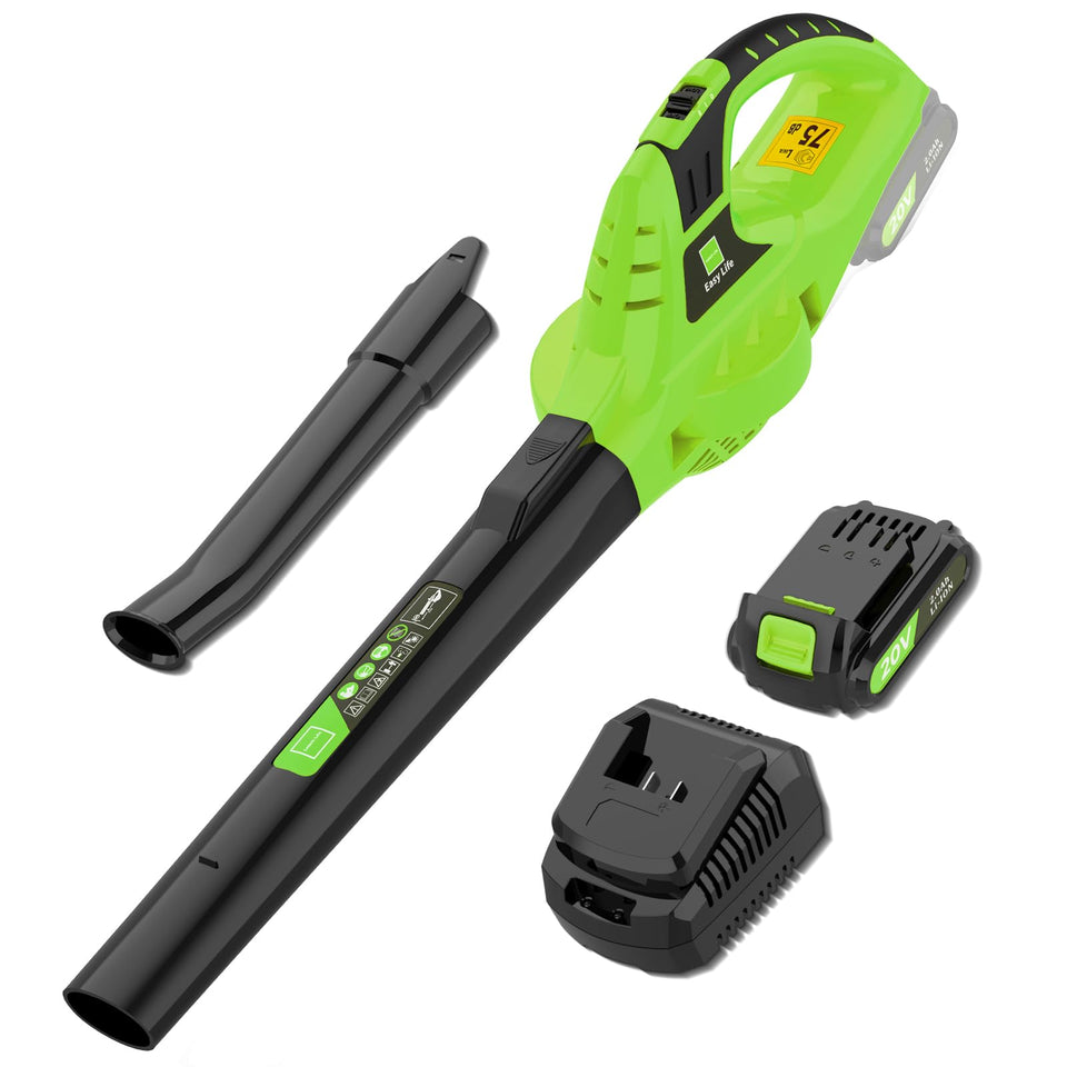 Leisch Life 21V leaf blower with copper motor enhances efficiency during quick yard cleanups.