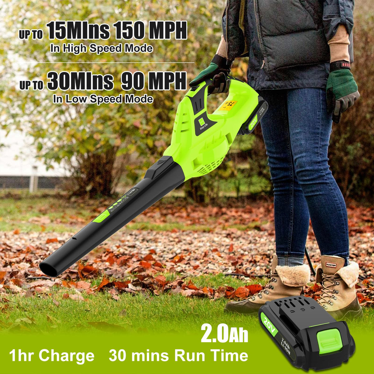 Lightweight Leisch Life 21V blower design allows comfortable one-handed operation.
