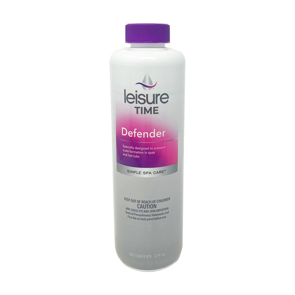 Leisure Time B Spa Defender bottle ready to prevent scale buildup in spa water