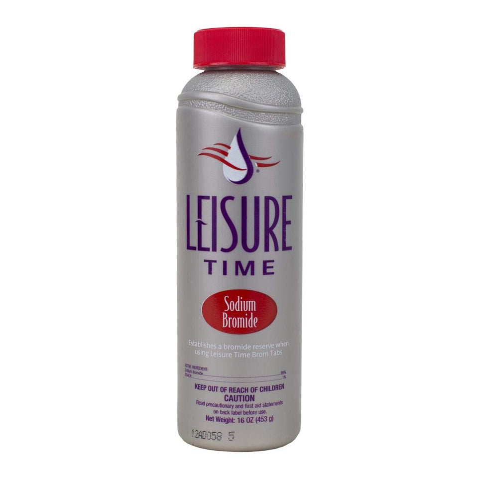 Leisure Time BE1 bottle showing how to establish an immediate bromine reserve for spa sanitization