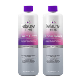 Leisure Time HQ-02-A Foam Down bottle shown for spa foam control and clarity
