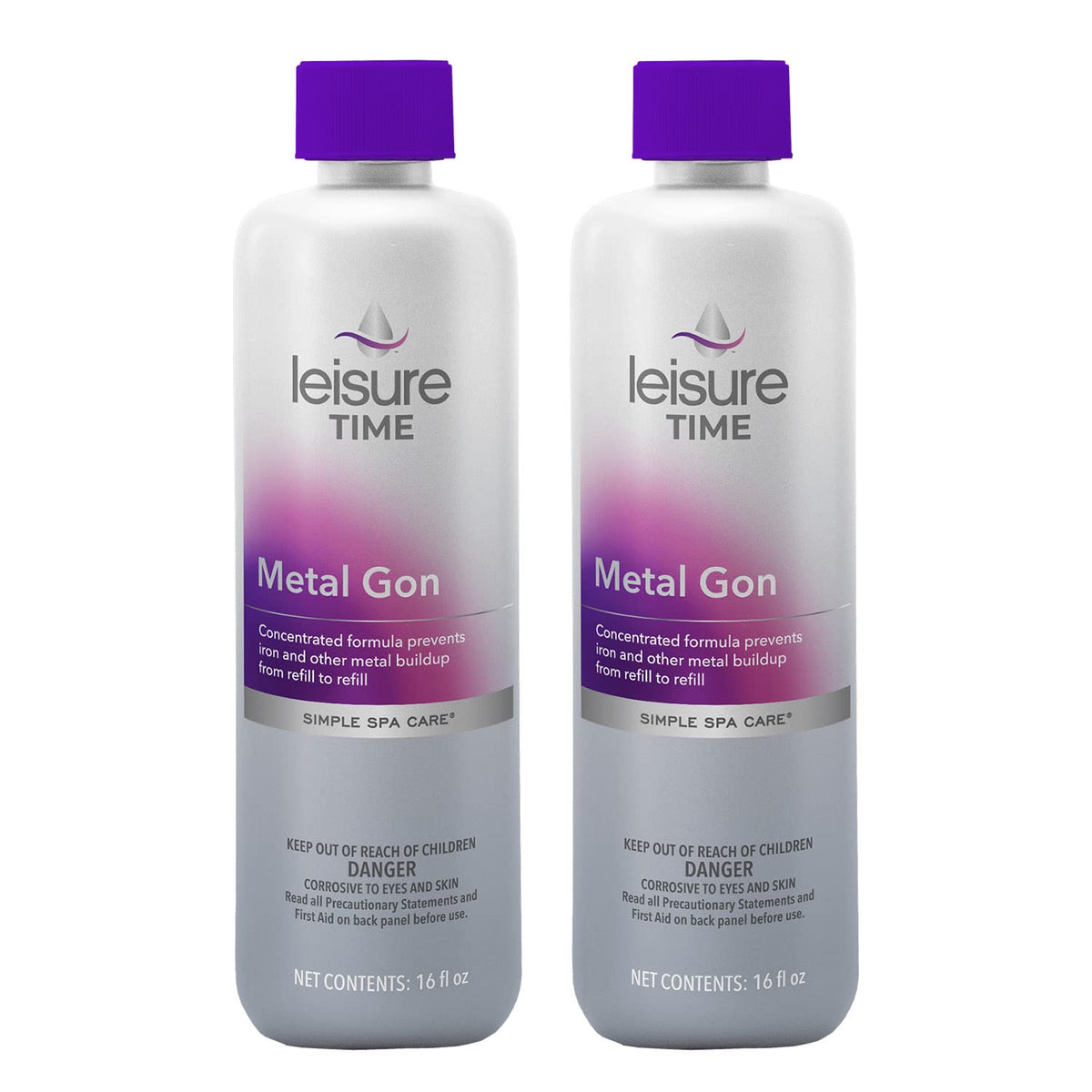 Leisure Time Metal Gon bottle pour showing concentrated formula for metal buildup prevention