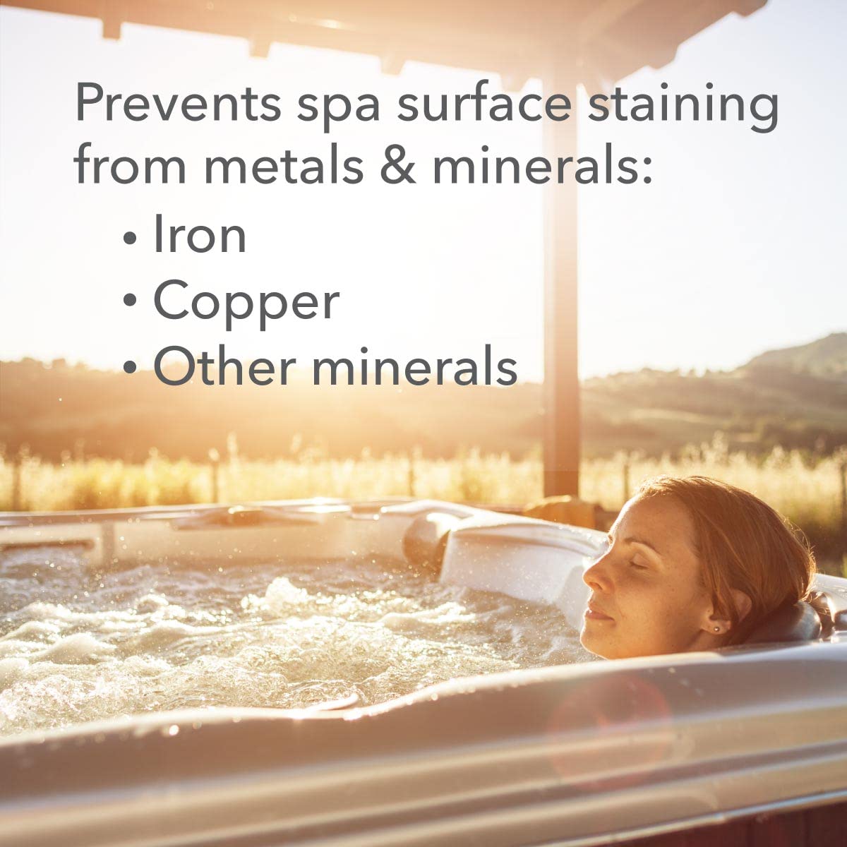 Leisure Time Metal Gon spa water clarity highlights stain prevention and scale control