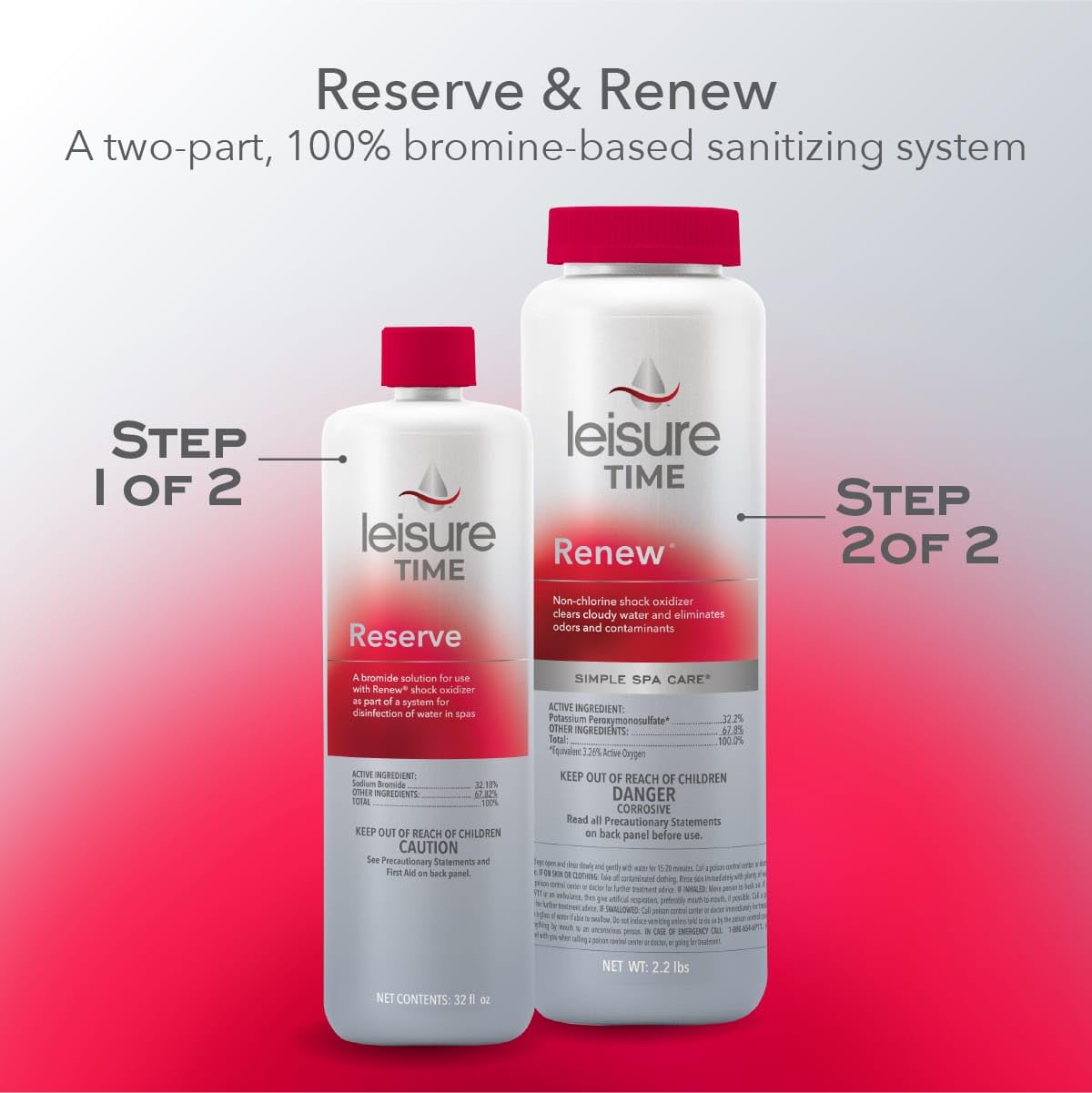 Water in spa with Leisure Time Reserve showing bromine bank maintenance benefits.