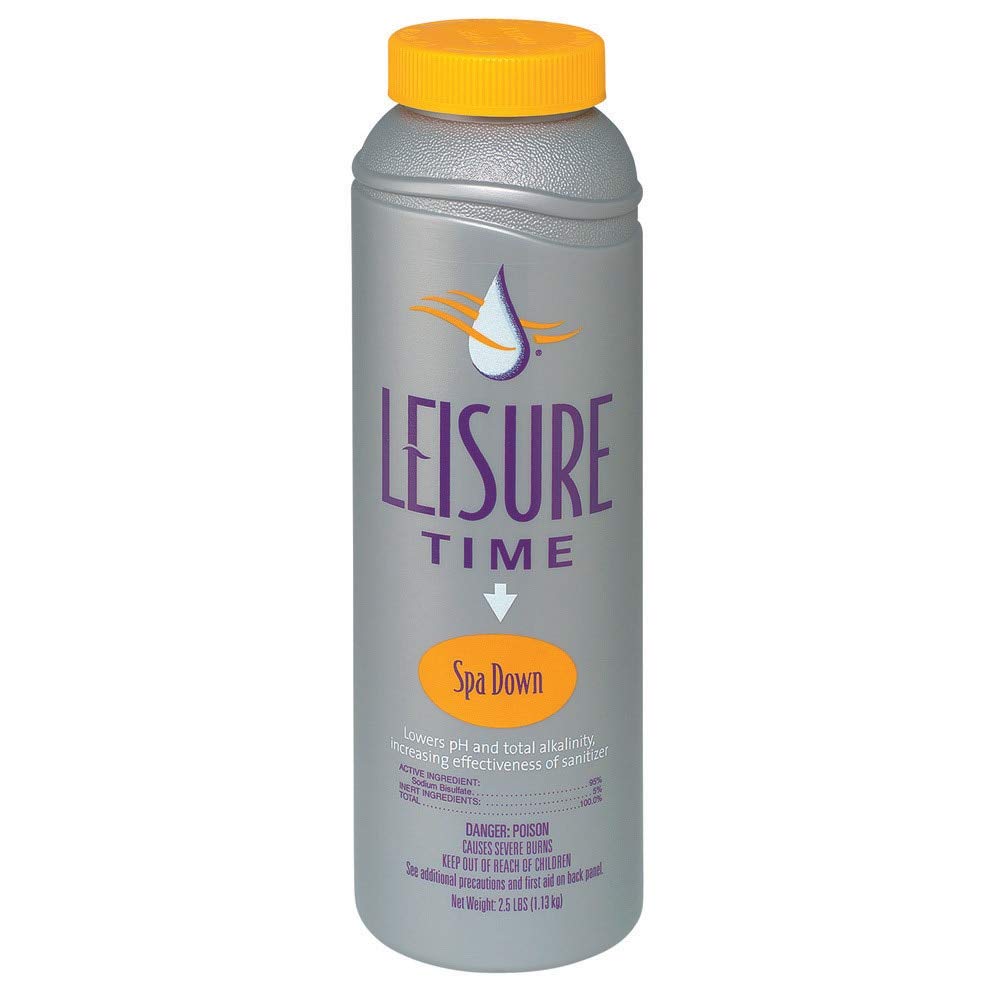 Leisure Time Spa Down granules dissolving to balance spa water pH and alkalinity.