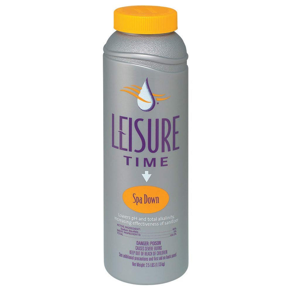 Leisure Time Spa Down granules dissolving to balance spa water pH and alkalinity.