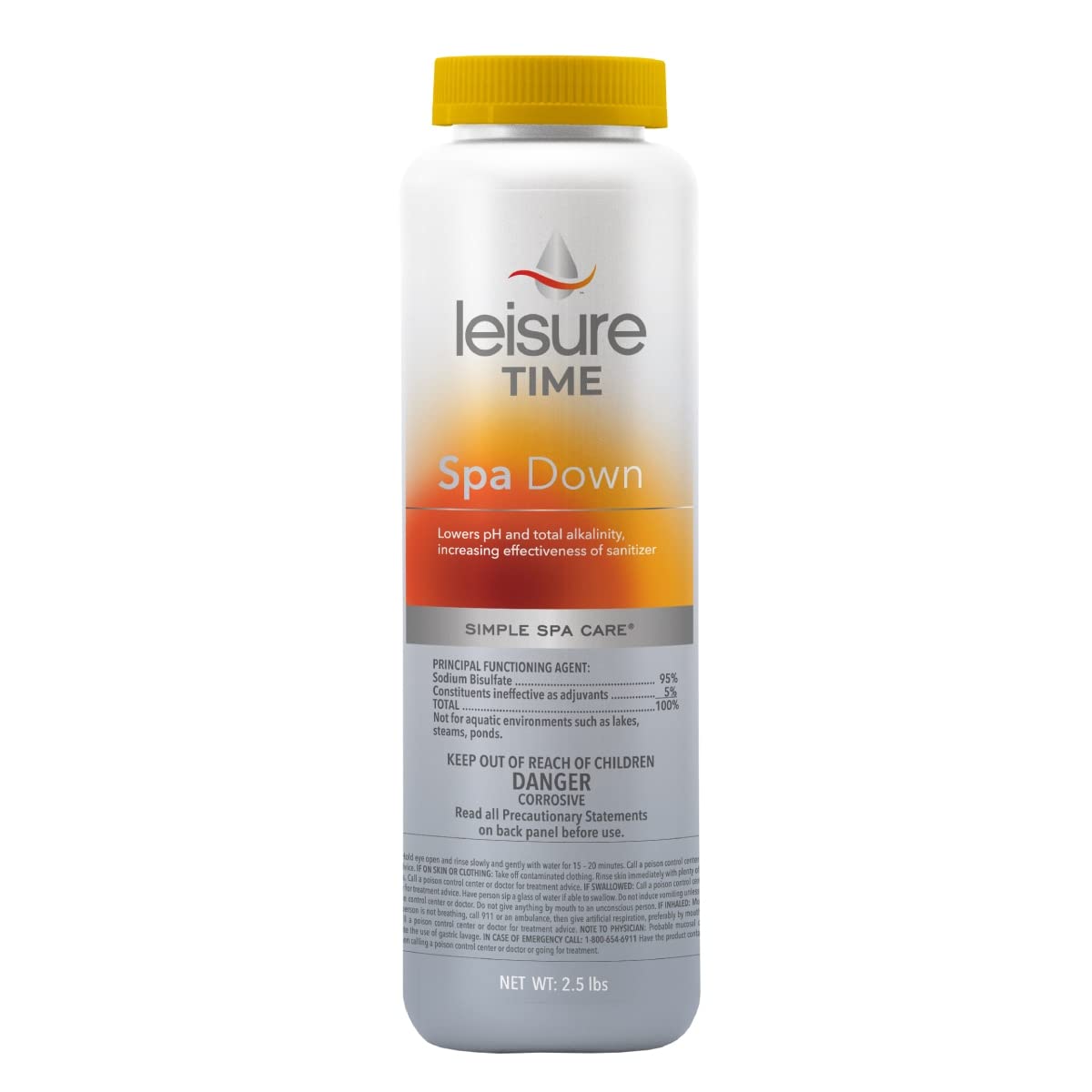 Leisure Time Spa Down granules pour into spa water, lowering pH for clearer water.