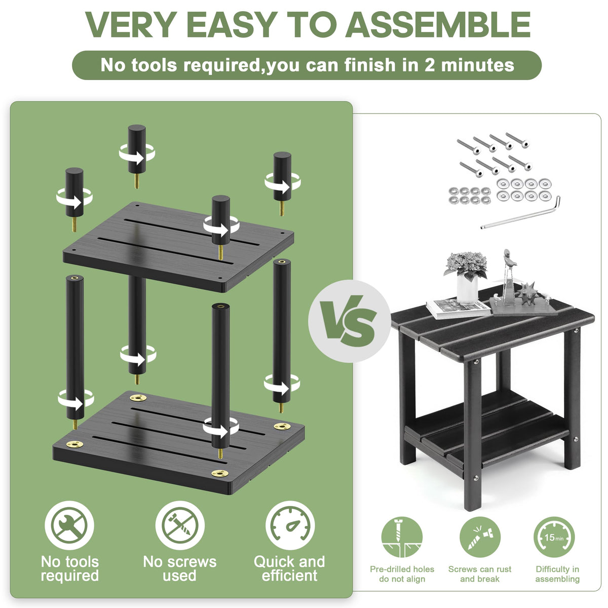LEJANEOYE simple assembly on a two-minute setup with clear instructions.