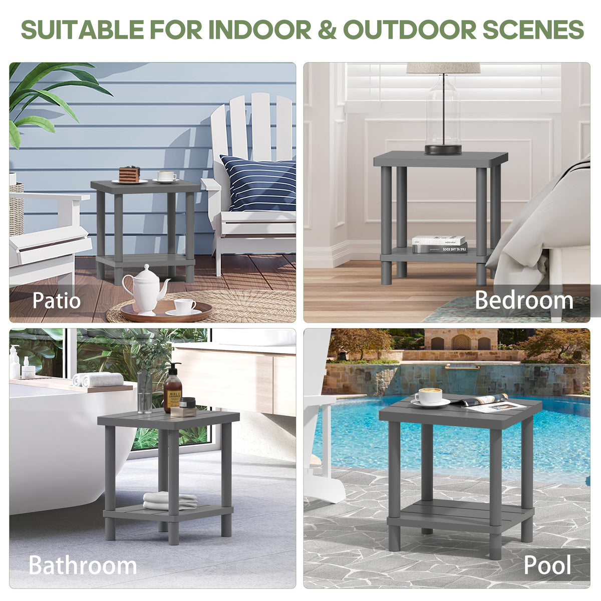 LEJANEOYE multipurpose bamboo table for poolside or living room use