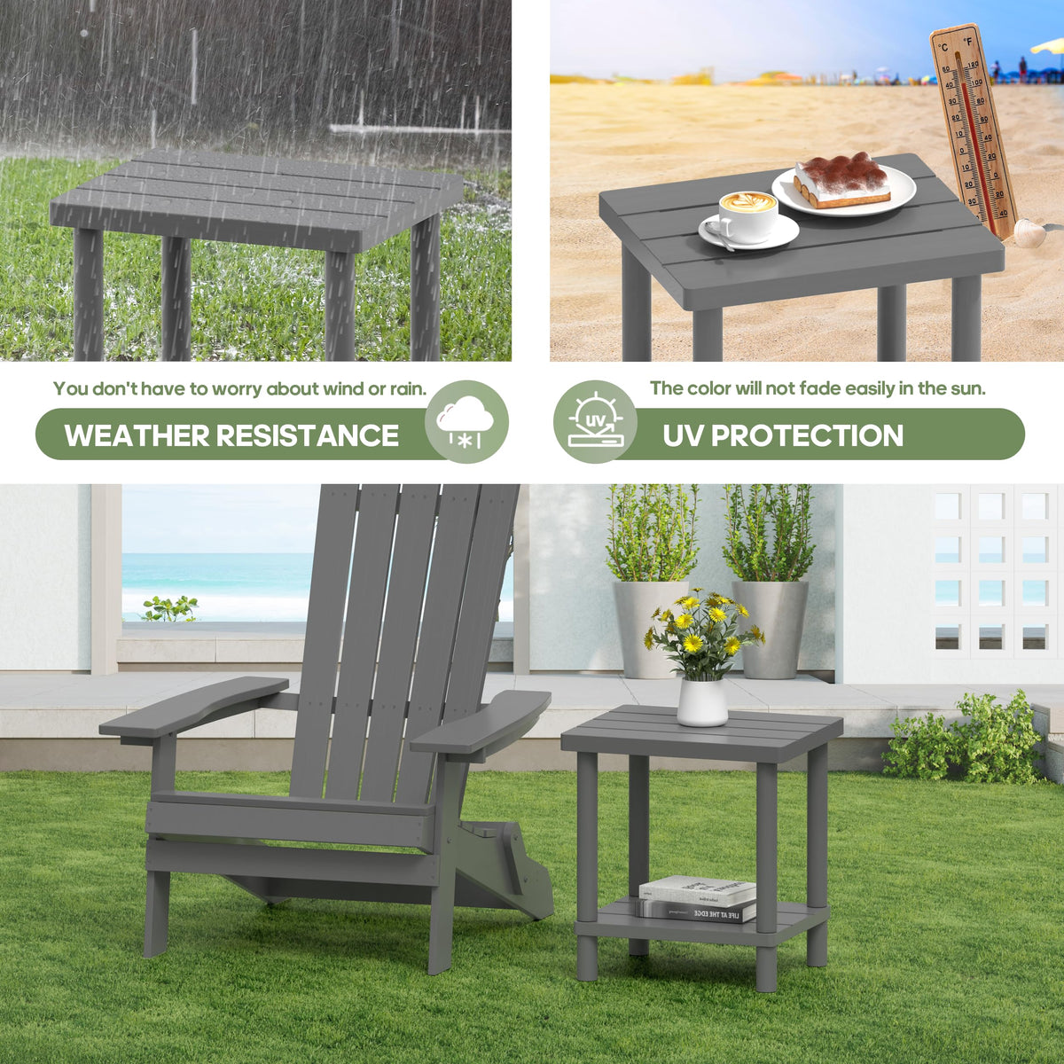 LEJANEOYE patio lounge side table beside chairs for relaxing moments