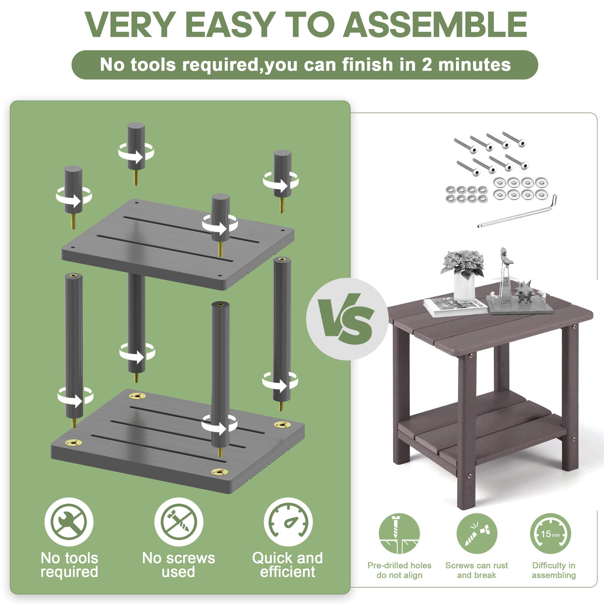 LEJANEOYE weather-resistant bamboo table withstands sun and humidity