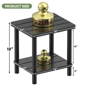 LEJANEOYE bottom-tier storage on bamboo table provides extra space for essentials.
