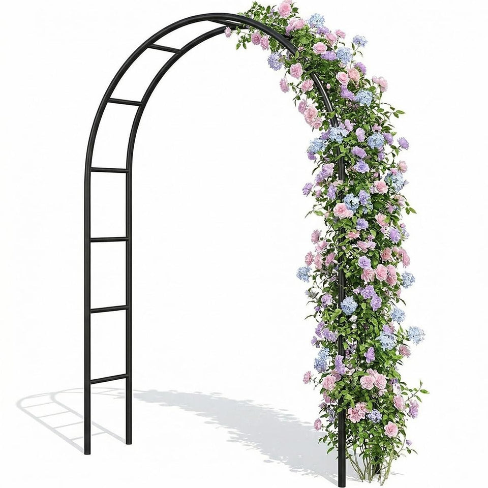 LeJoy Garden galvanised arbor front view showing sturdy, rust-resistant frame for long-lasting outdoor use.