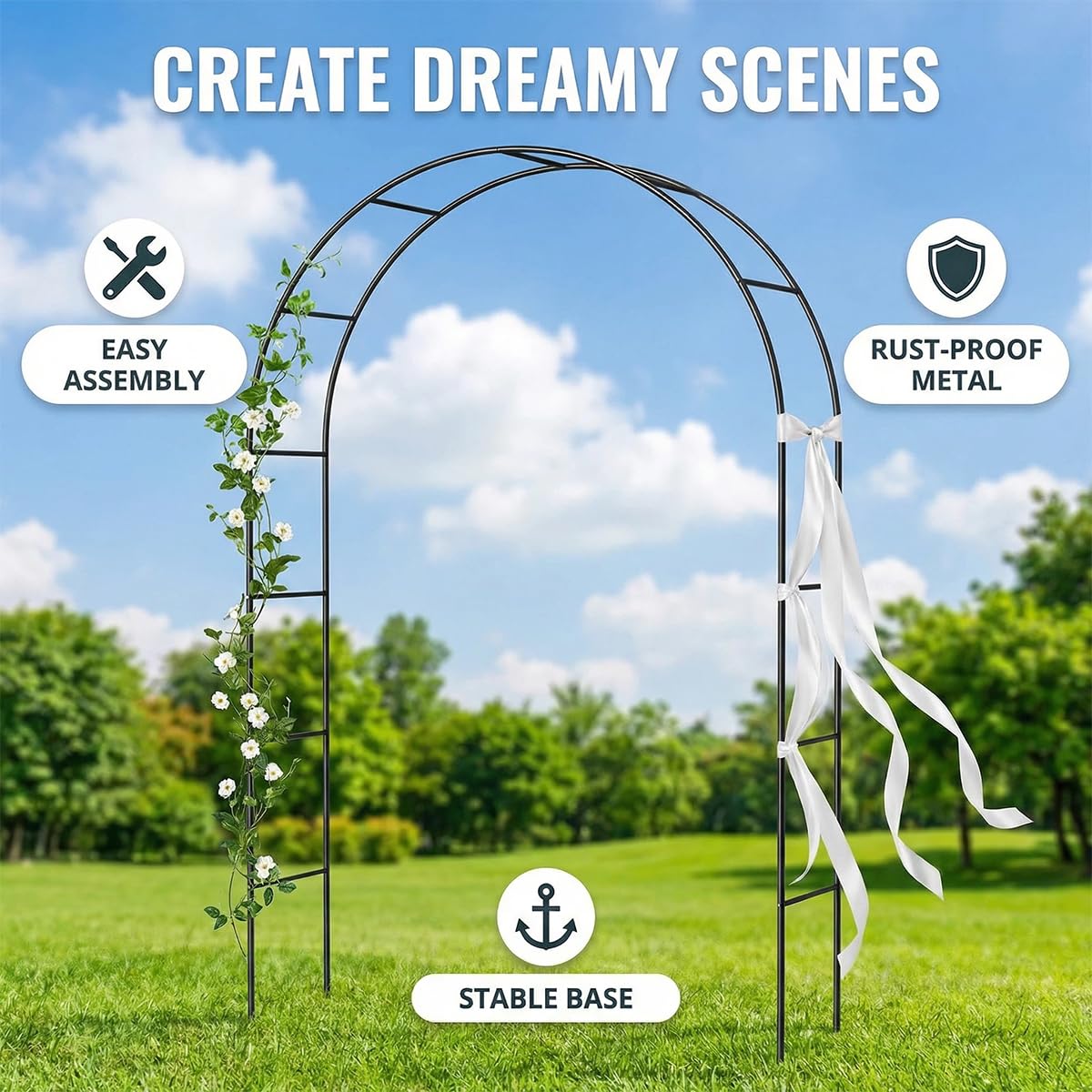 LeJoy Garden galvanised arbor side view highlighting reinforced walls for durability.