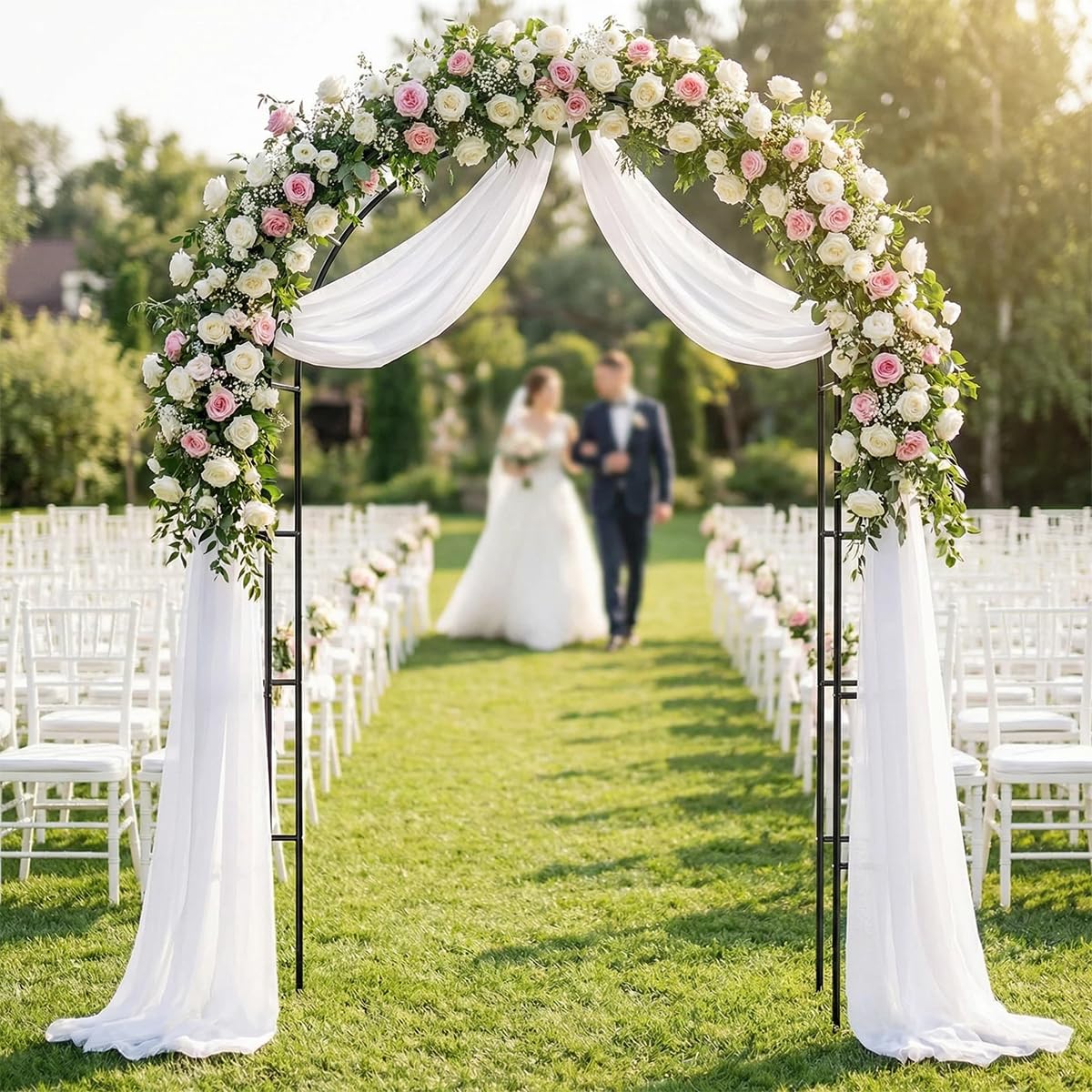 LeJoy Garden wedding arch outdoors ready for decoration and ceremony.